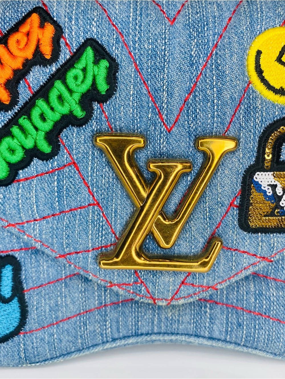 Louis Vuitton Denim Patchwork New Wave Shoulder Bag with Colorful Embroidered - Picture 8 of 12
